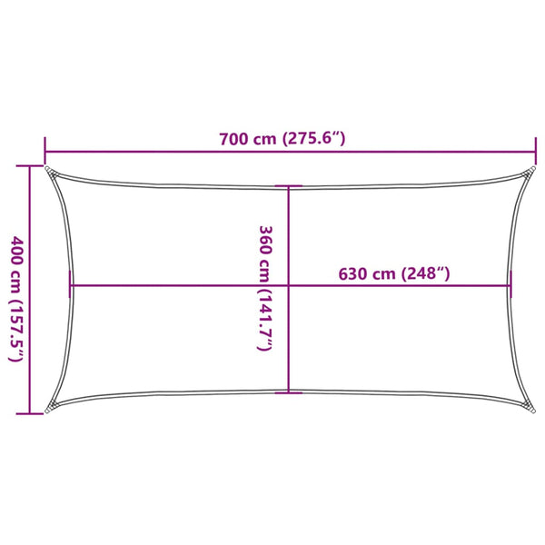 Rechteckiges Sonnensegel Sand 4x7m