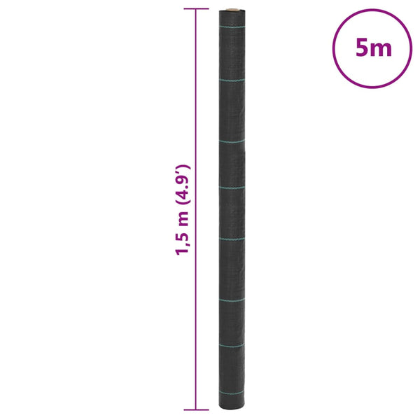 Unkrautvlies Schwarz 1,5x5 m