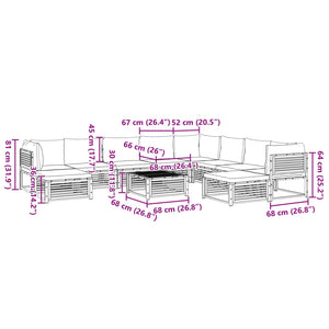 vidaXL Salon de jardin 11 pcs avec coussins Bois d'acacia massif