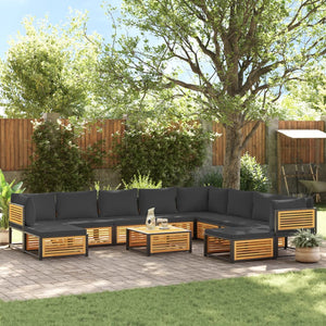 vidaXL Salon de jardin 11 pcs avec coussins Bois d'acacia massif
