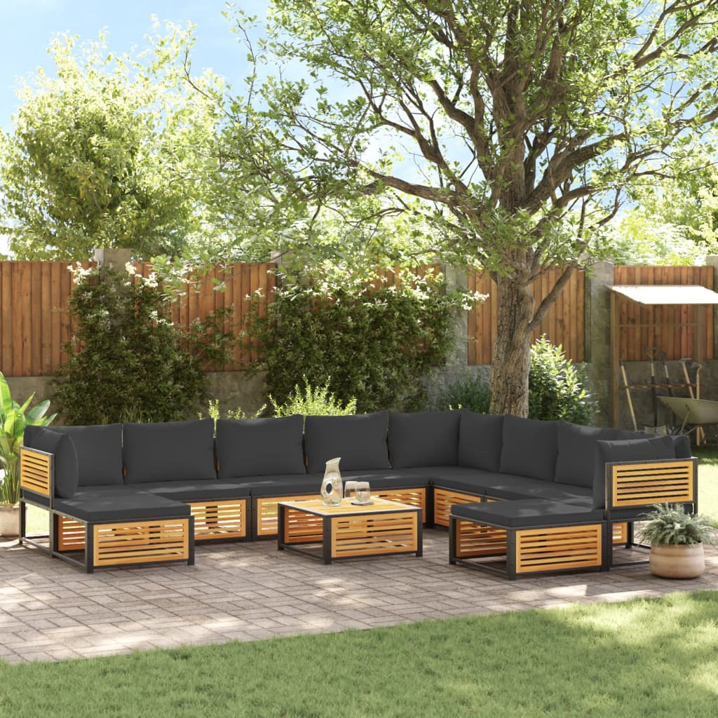 vidaXL Salon de jardin 11 pcs avec coussins Bois d'acacia massif