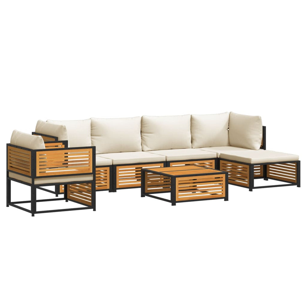 vidaXL Salon de jardin 7 pcs avec coussins Bois d'acacia massif