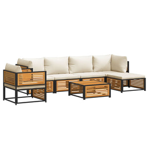 vidaXL Salon de jardin 7 pcs avec coussins Bois d'acacia massif