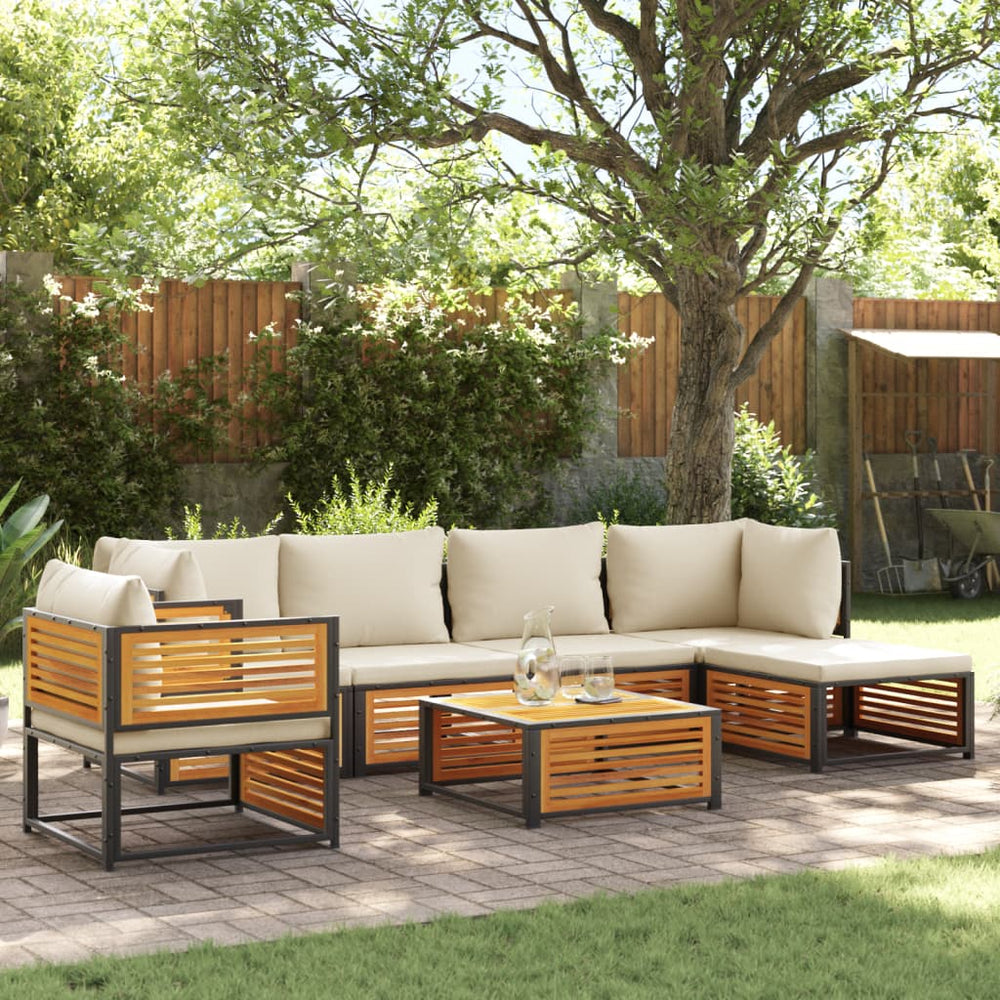 vidaXL Salon de jardin 7 pcs avec coussins Bois d'acacia massif