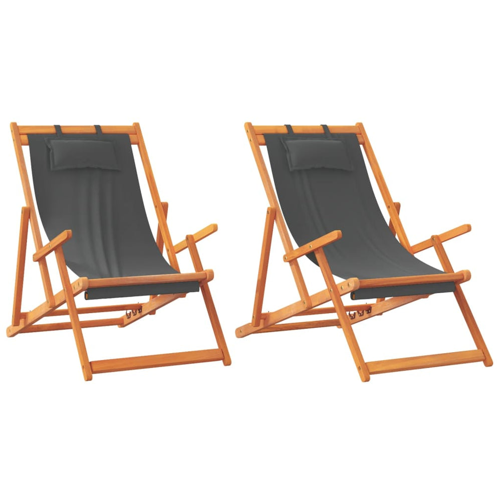 Klappbare Strandstühle 2er Set Grau
