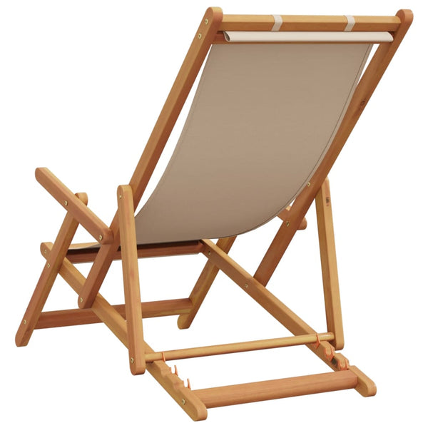 vidaXL Chaises de plage pliables 2 pcs Tissu et bois massif Beige
