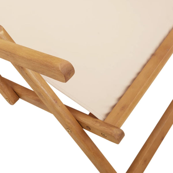 vidaXL Chaises de plage pliables 2 pcs Tissu et bois massif Beige