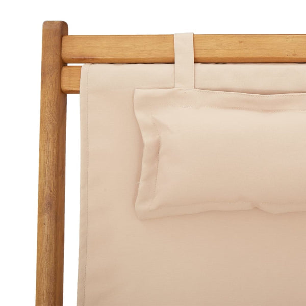vidaXL Chaises de plage pliables 2 pcs Tissu et bois massif Beige