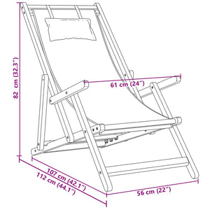 vidaXL Chaises de plage pliables 2 pcs Tissu et bois massif Beige
