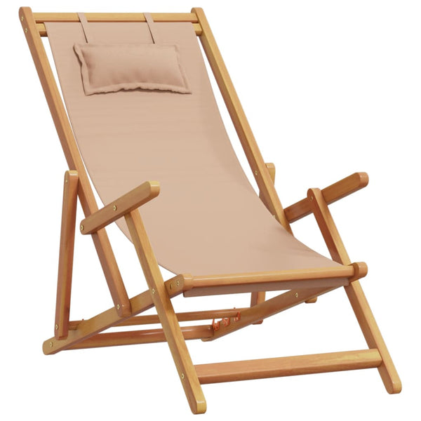 vidaXL Chaises de plage pliables 2 pcs Tissu taupe et bois massif