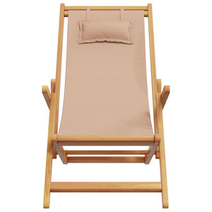 vidaXL Chaises de plage pliables 2 pcs Tissu taupe et bois massif