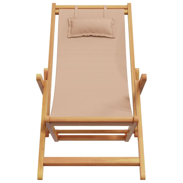 vidaXL Chaises de plage pliables 2 pcs Tissu taupe et bois massif