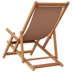 vidaXL Chaises de plage pliables 2 pcs Tissu taupe et bois massif