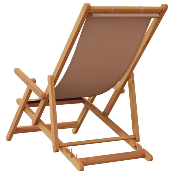 vidaXL Chaises de plage pliables 2 pcs Tissu taupe et bois massif
