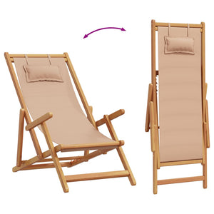 vidaXL Chaises de plage pliables 2 pcs Tissu taupe et bois massif