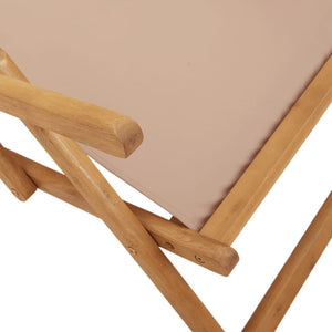 vidaXL Chaises de plage pliables 2 pcs Tissu taupe et bois massif