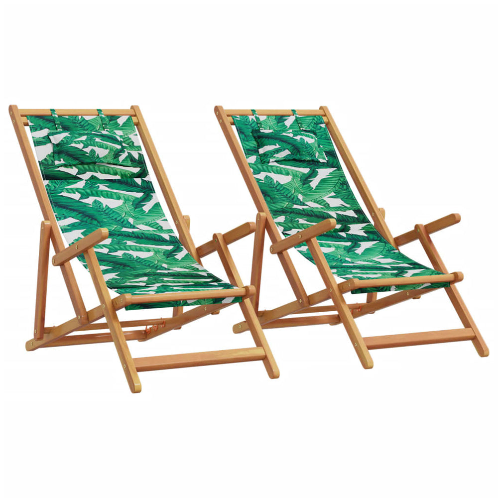 Klappbare Strandstühle 2er Set mit Blattmuster