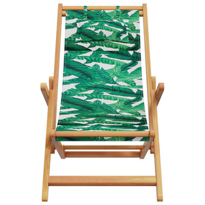 vidaXL Chaises de plage pliables 2 pcs Motif feuille Tissu et bois massif