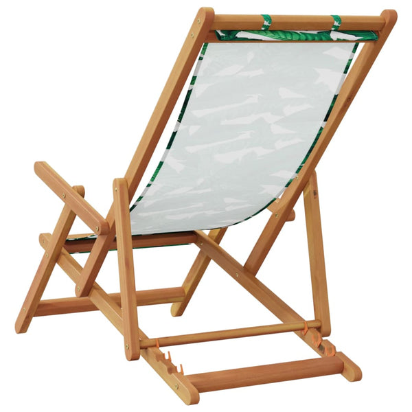 vidaXL Chaises de plage pliables 2 pcs Motif feuille Tissu et bois massif