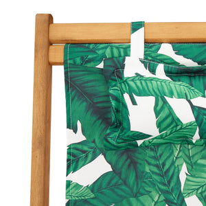 vidaXL Chaises de plage pliables 2 pcs Motif feuille Tissu et bois massif