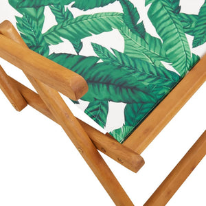vidaXL Chaises de plage pliables 2 pcs Motif feuille Tissu et bois massif