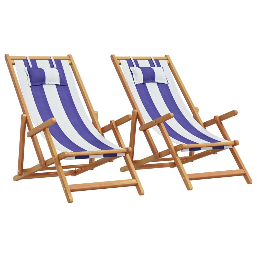 Klappbare Strandstühle 2er Set, Blau & Weiß