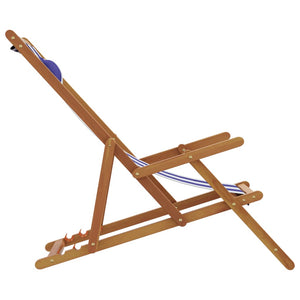 vidaXL Chaises de plage pliantes 2 pcs Tissu bleu et blanc et bois massif
