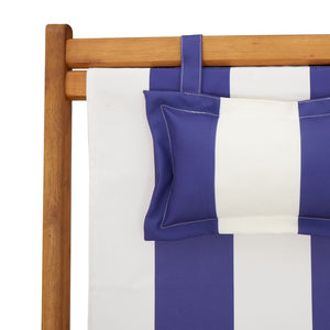 vidaXL Chaises de plage pliantes 2 pcs Tissu bleu et blanc et bois massif
