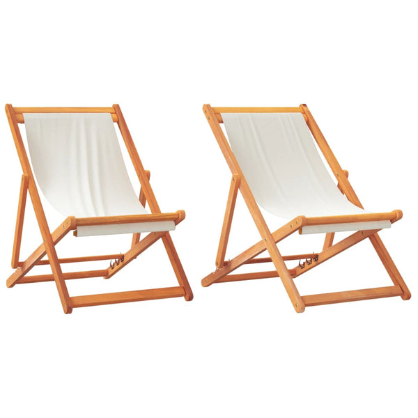 Klappbare Strandstühle 2er Set Cremeweiß