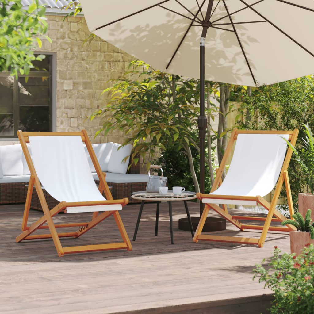 Klappbare Strandstühle 2er Set Cremeweiß