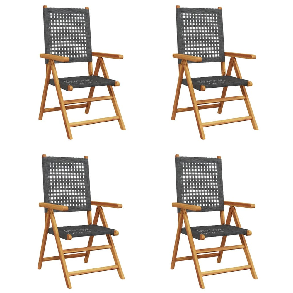 Verstellbare Gartenstühle 4er Set, Schwarz