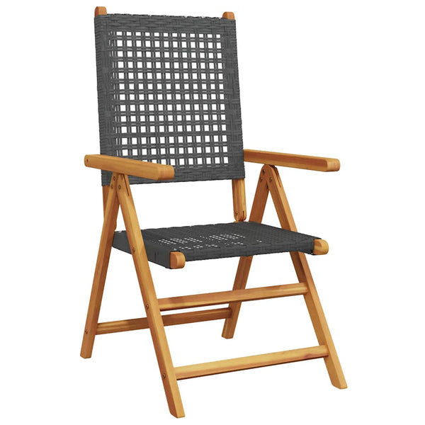 vidaXL Chaises de jardin réglables 4 pcs Noir Résine tressée Bois massif