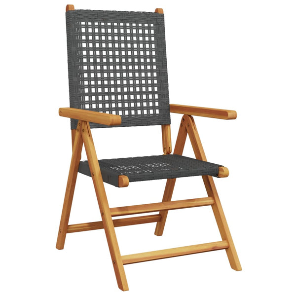 vidaXL Chaises de jardin inclinables 6 pcs Noir Résine tressée Bois massif