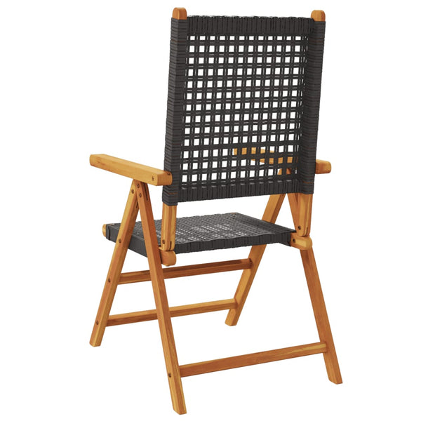 vidaXL Chaises de jardin inclinables 6 pcs Noir Résine tressée Bois massif