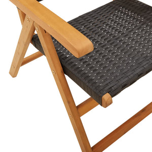 vidaXL Chaises de jardin inclinables 8 pcs Noir Résine tressée Bois massif