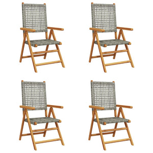 vidaXL Chaises de jardin réglables 4 pcs Gris résine tressée bois massif