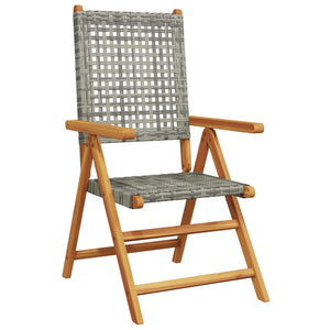 vidaXL Chaises de jardin réglables 4 pcs Gris résine tressée bois massif