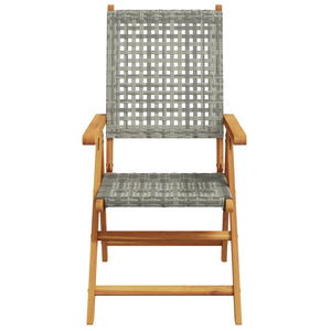 vidaXL Chaises de jardin réglables 4 pcs Gris résine tressée bois massif