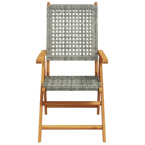 vidaXL Chaises de jardin réglables 4 pcs Gris résine tressée bois massif