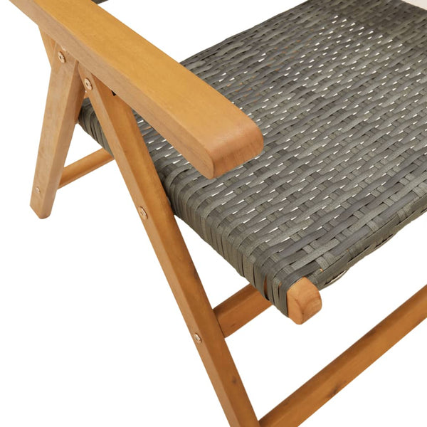 vidaXL Chaises de jardin réglables 4 pcs Gris résine tressée bois massif