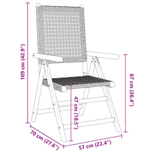 vidaXL Chaises de jardin réglables 4 pcs Gris résine tressée bois massif