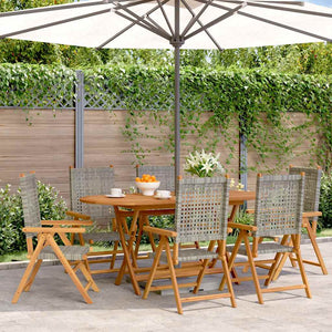 vidaXL Chaises de jardin réglables 6 pcs Bois massif en poly rotin Gris