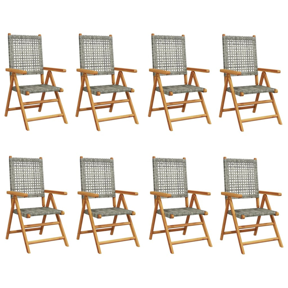 Verstellbare Gartenstühle, 8er Set, Grau