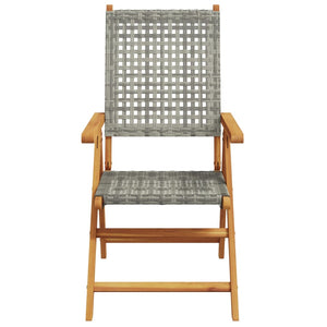 vidaXL Chaises de jardin réglables 8 pcs Gris Résine tressée Bois massif