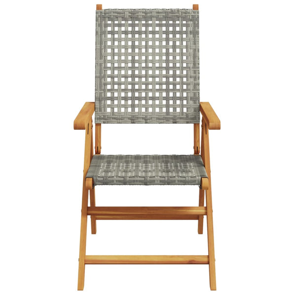 vidaXL Chaises de jardin réglables 8 pcs Gris Résine tressée Bois massif