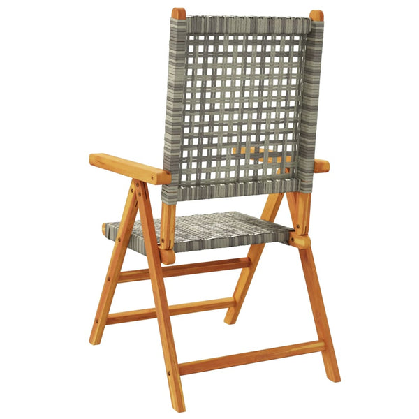 vidaXL Chaises de jardin réglables 8 pcs Gris Résine tressée Bois massif