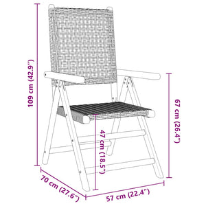 vidaXL Chaises de jardin réglables 8 pcs Gris Résine tressée Bois massif