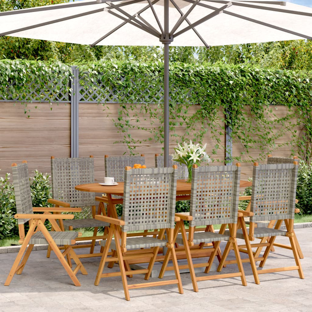 Verstellbare Gartenstühle, 8er Set, Grau