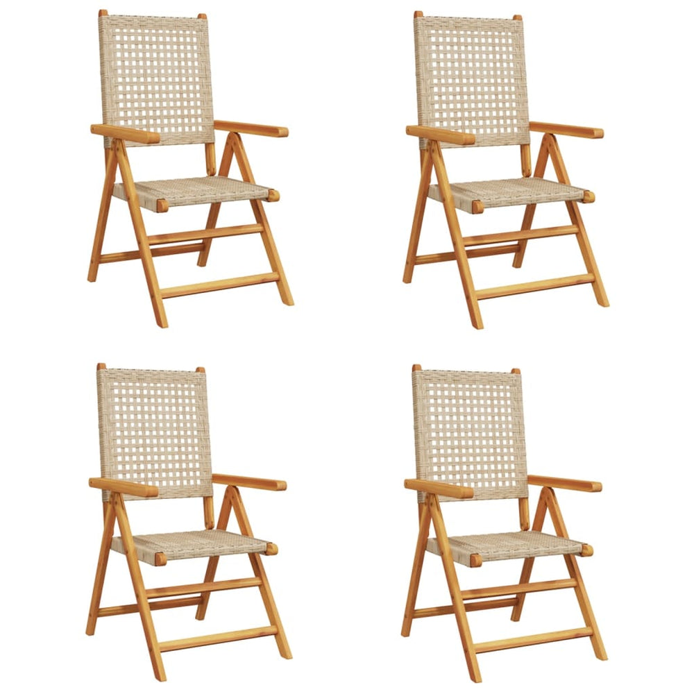 Verstellbare Gartenstühle Beige Poly Rattan 4er Set