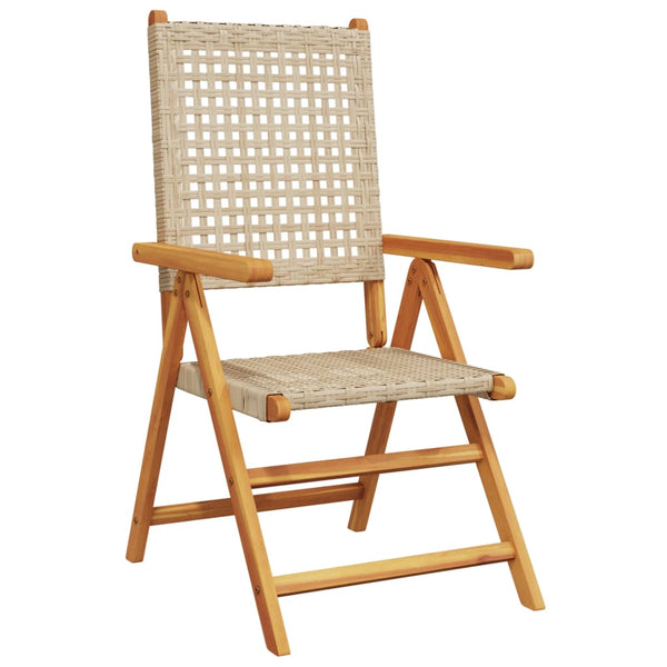 vidaXL Chaise de jardin réglable 4 pcs Beige Rotin PE Bois massif
